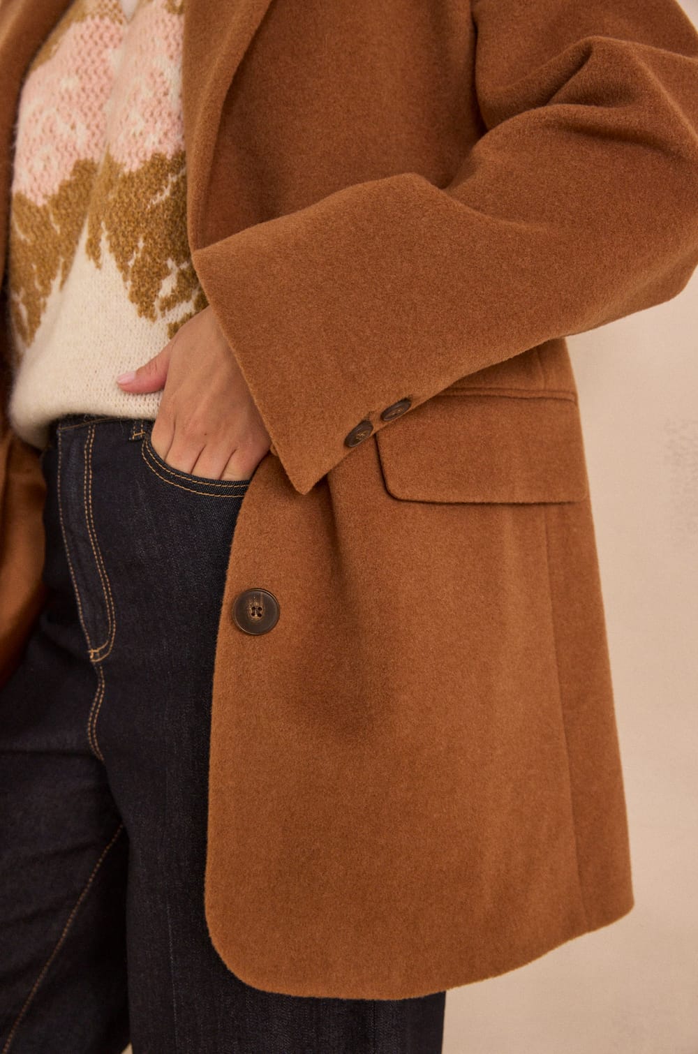 CALYPSO long sleeve wool coat;${refinementColor}