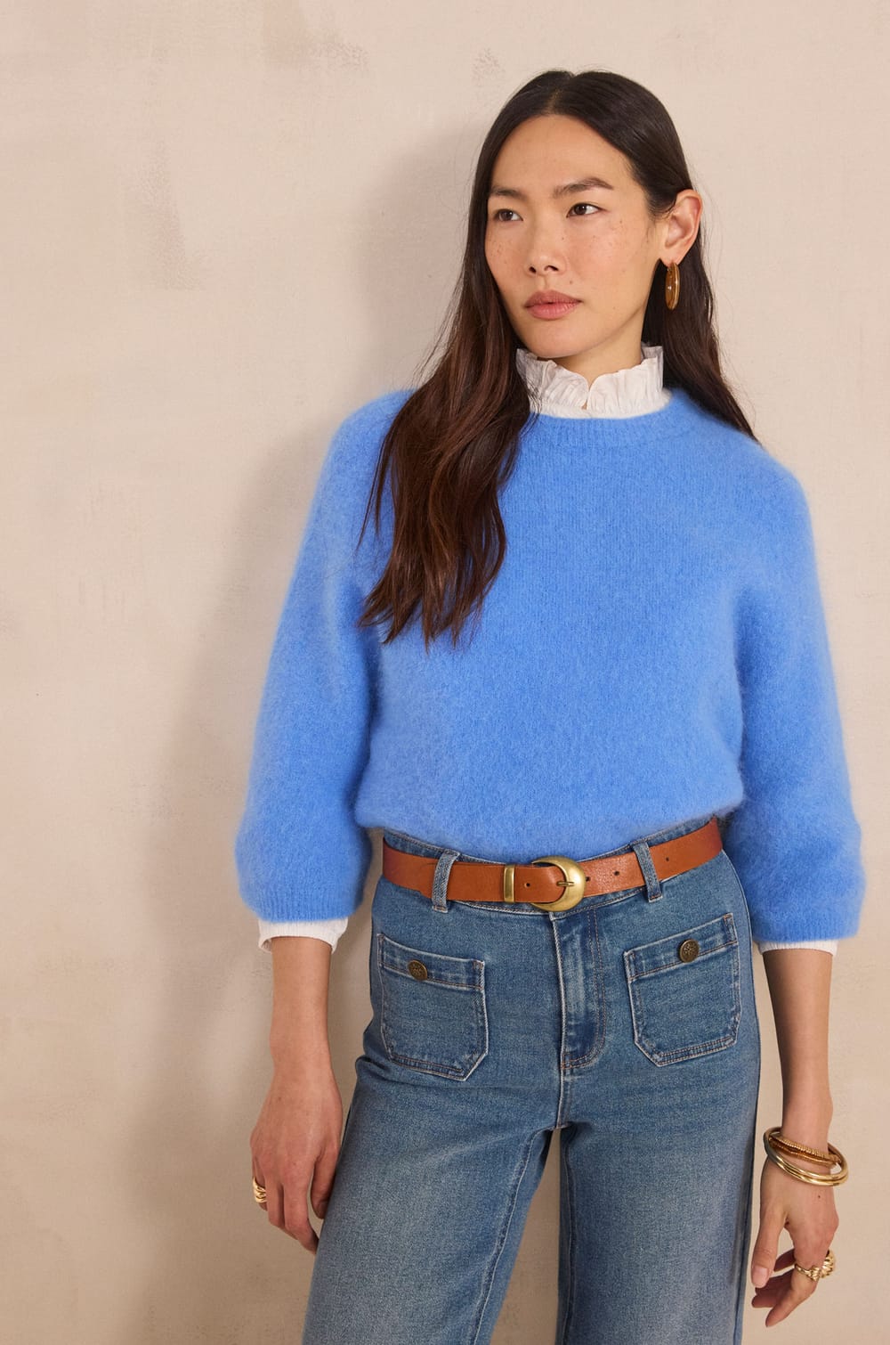 Phoebe 3/4 Sleeve Pullover;${refinementColor}