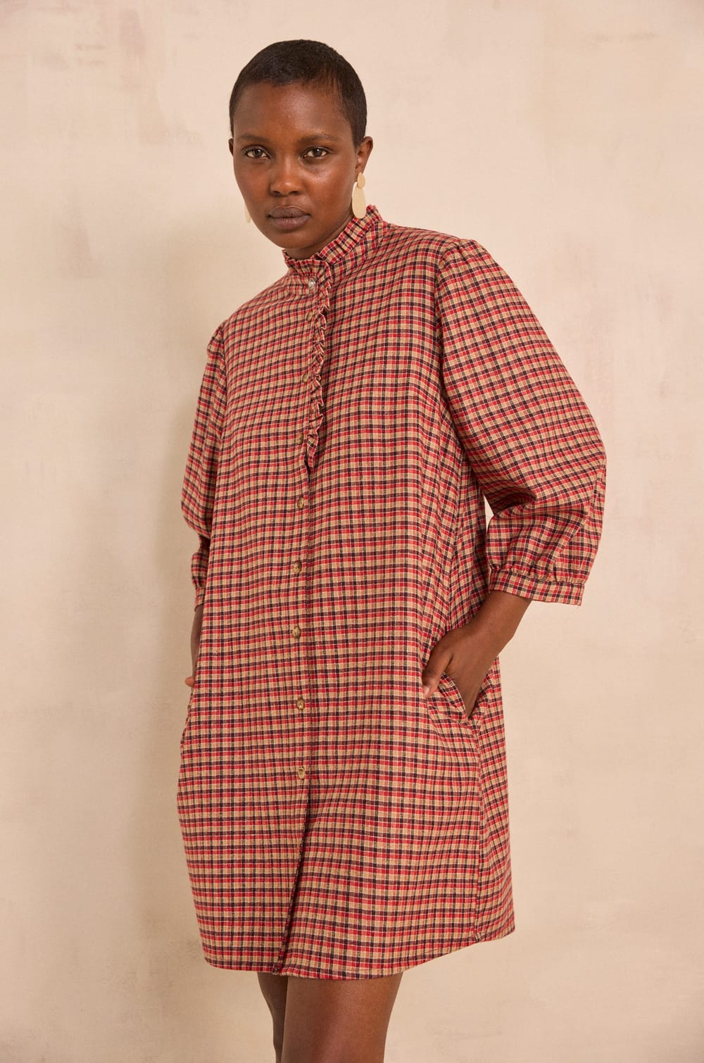 Checkered flowy dress PARKER;${refinementColor}