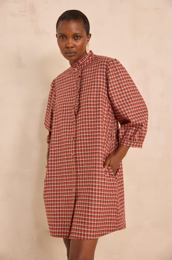 Robe fluide &agrave; carreaux PARKER;${refinementColor}
