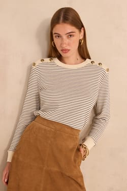 Long sleeve striped cotton T-shirt TALIA;${refinementColor}