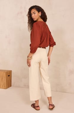 Wide cropped cotton blend pants MAE;${refinementColor}