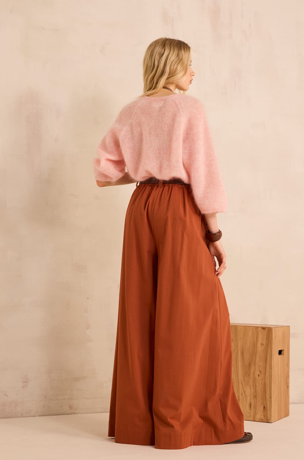 Loose fit cotton blend pants LUCE;${refinementColor}