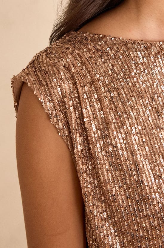FELICITE sequin sleeveless T-shirt;${refinementColor}