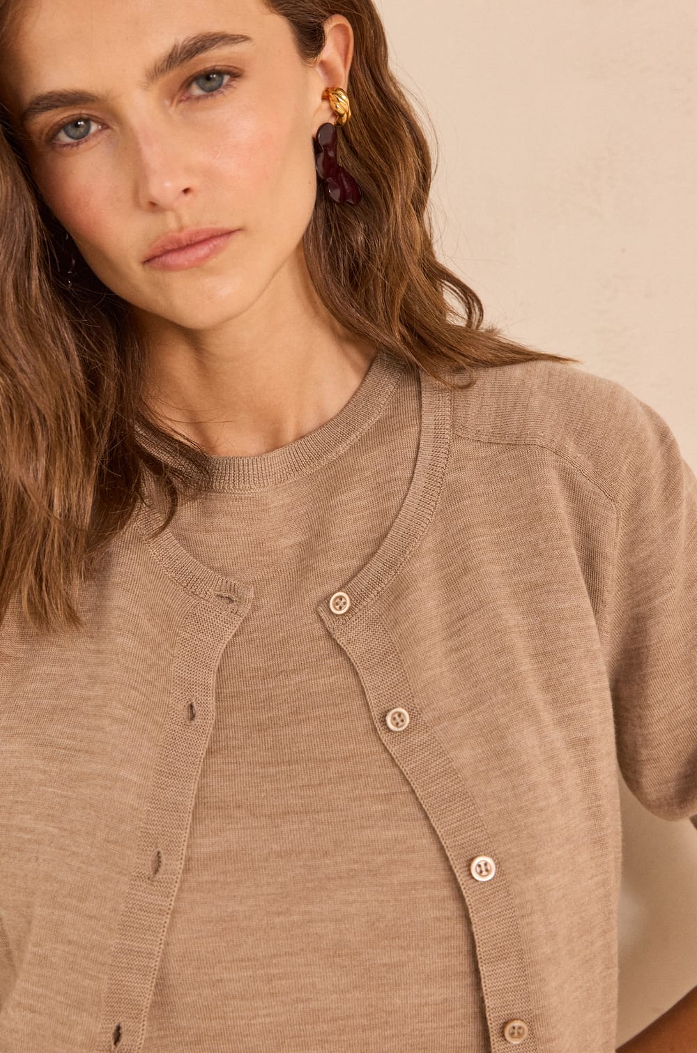 ALICE BIS long sleeve wool vest;${refinementColor}