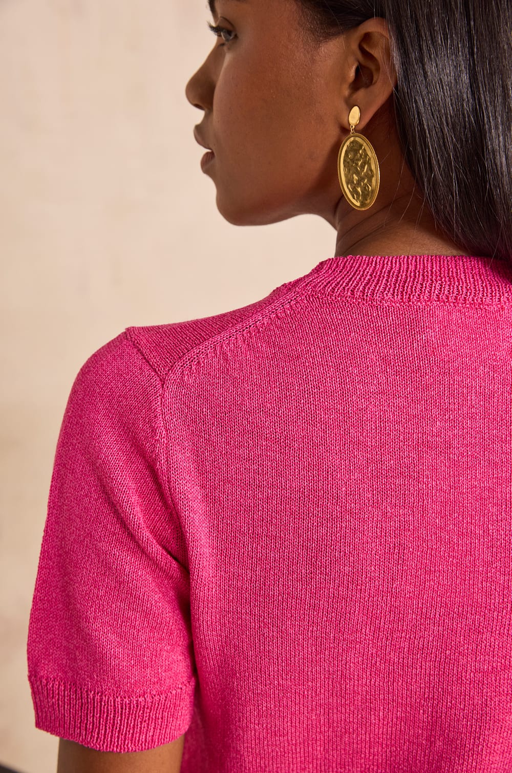 Short-sleeved cotton blend sweater AMANDA;${refinementColor}