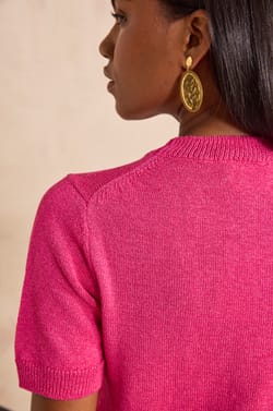 Short-sleeved cotton blend sweater AMANDA;${refinementColor}