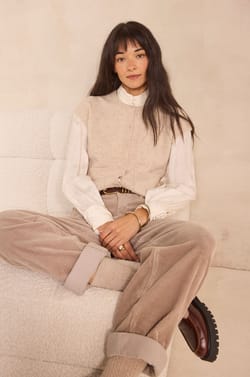 Straight velvet pants AGATHE;${refinementColor}