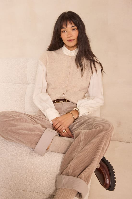 Straight velvet pants AGATHE;${refinementColor}