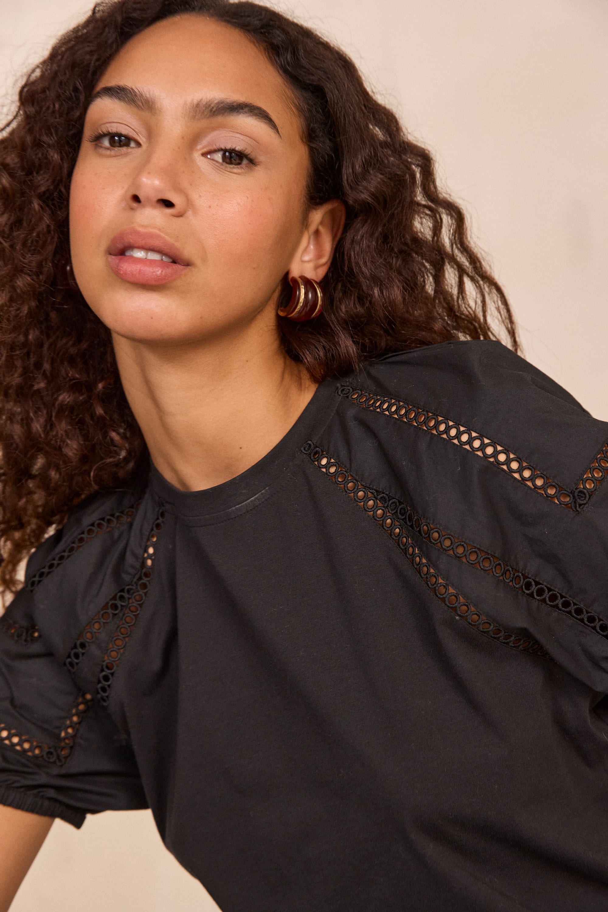 LEA balloon sleeve T-shirt woman | BLACK | Maison 123