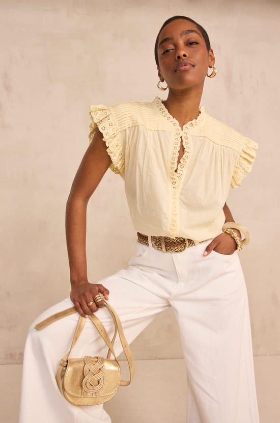 Short-sleeved cotton blouse DEMETRIO;${refinementColor}