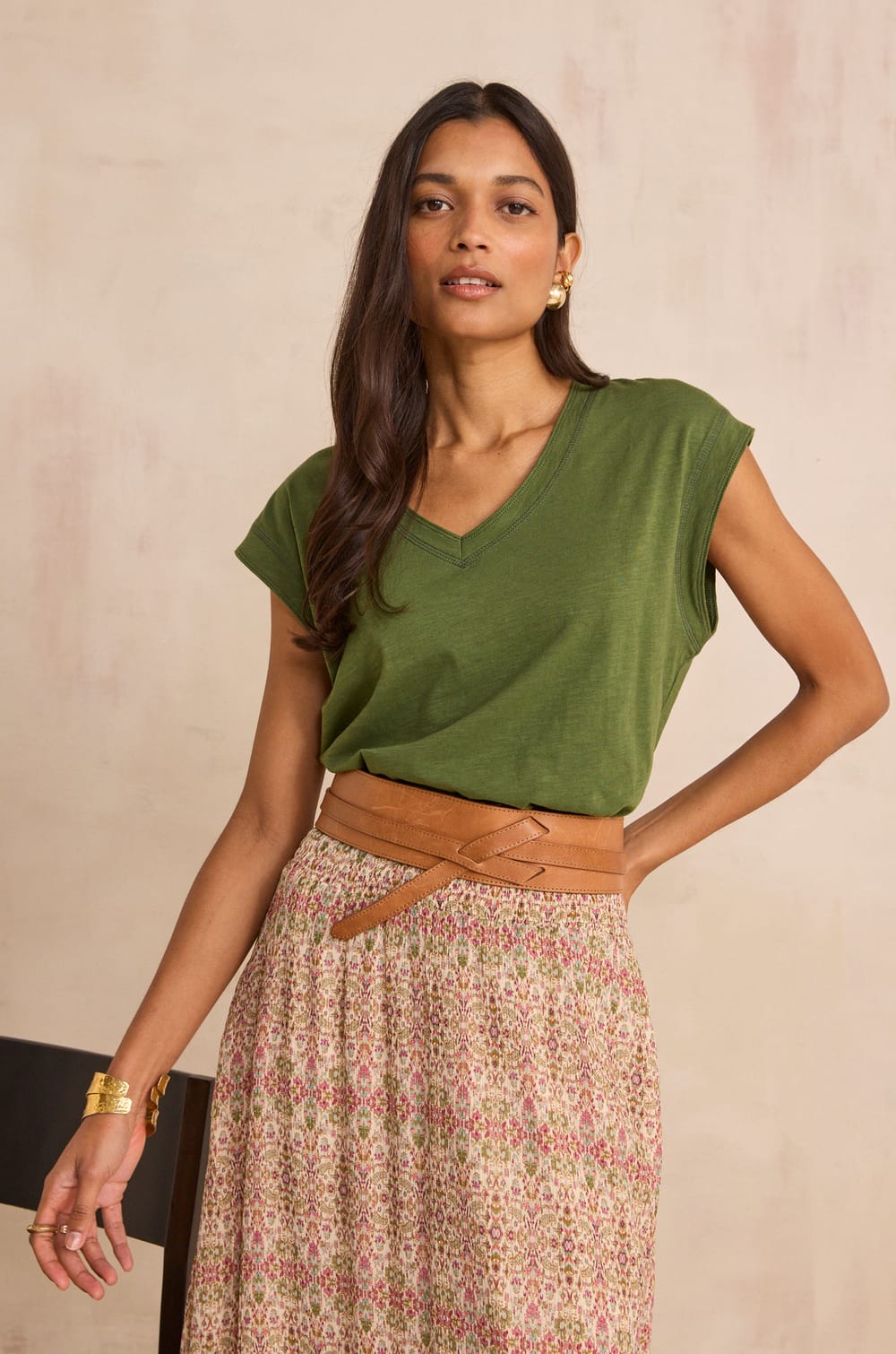 DELYA cotton t-shirt;${refinementColor}