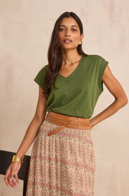 DELYA cotton t-shirt;${refinementColor}