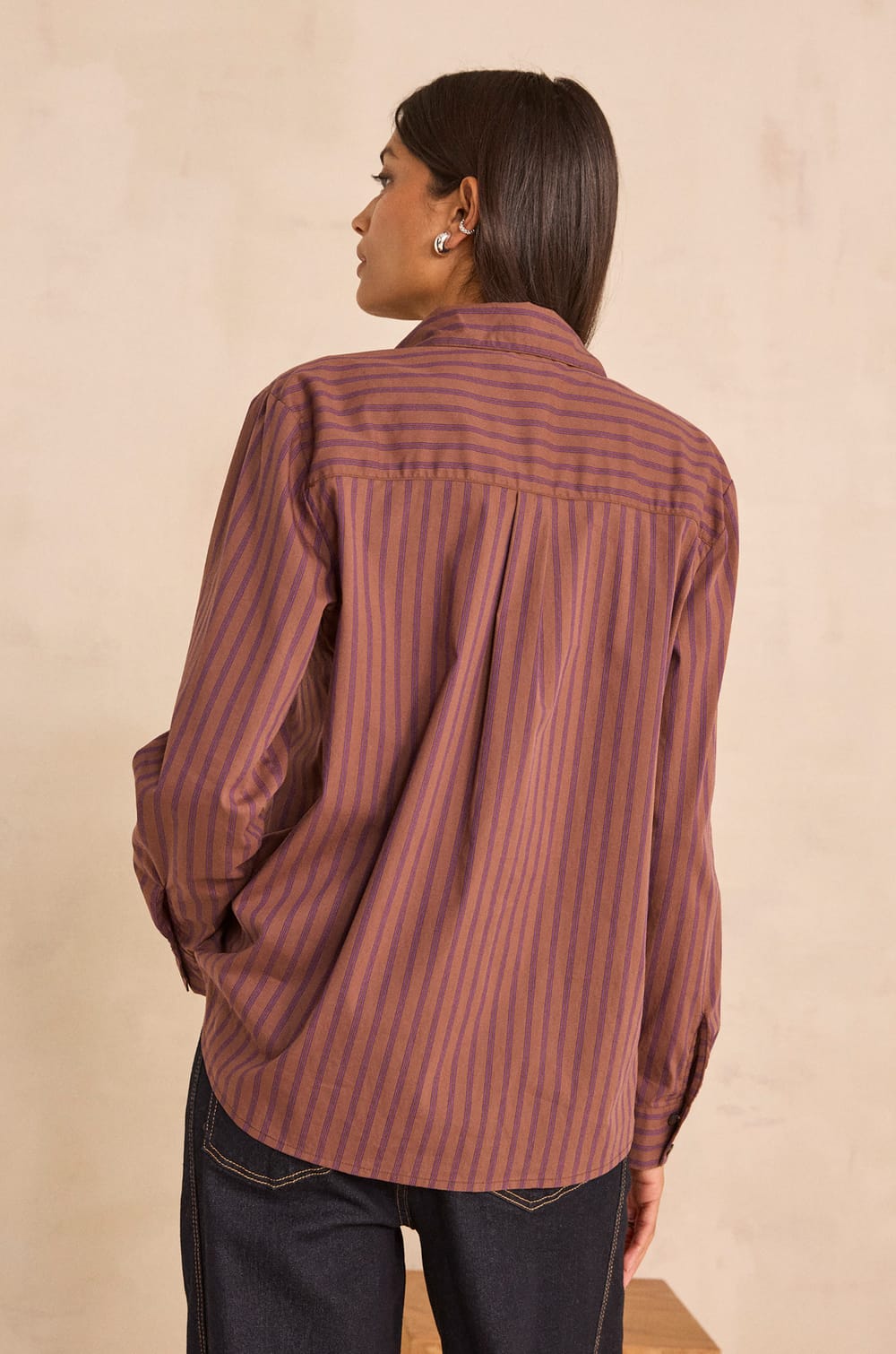 MARCEAU striped cotton blend blouse;${refinementColor}