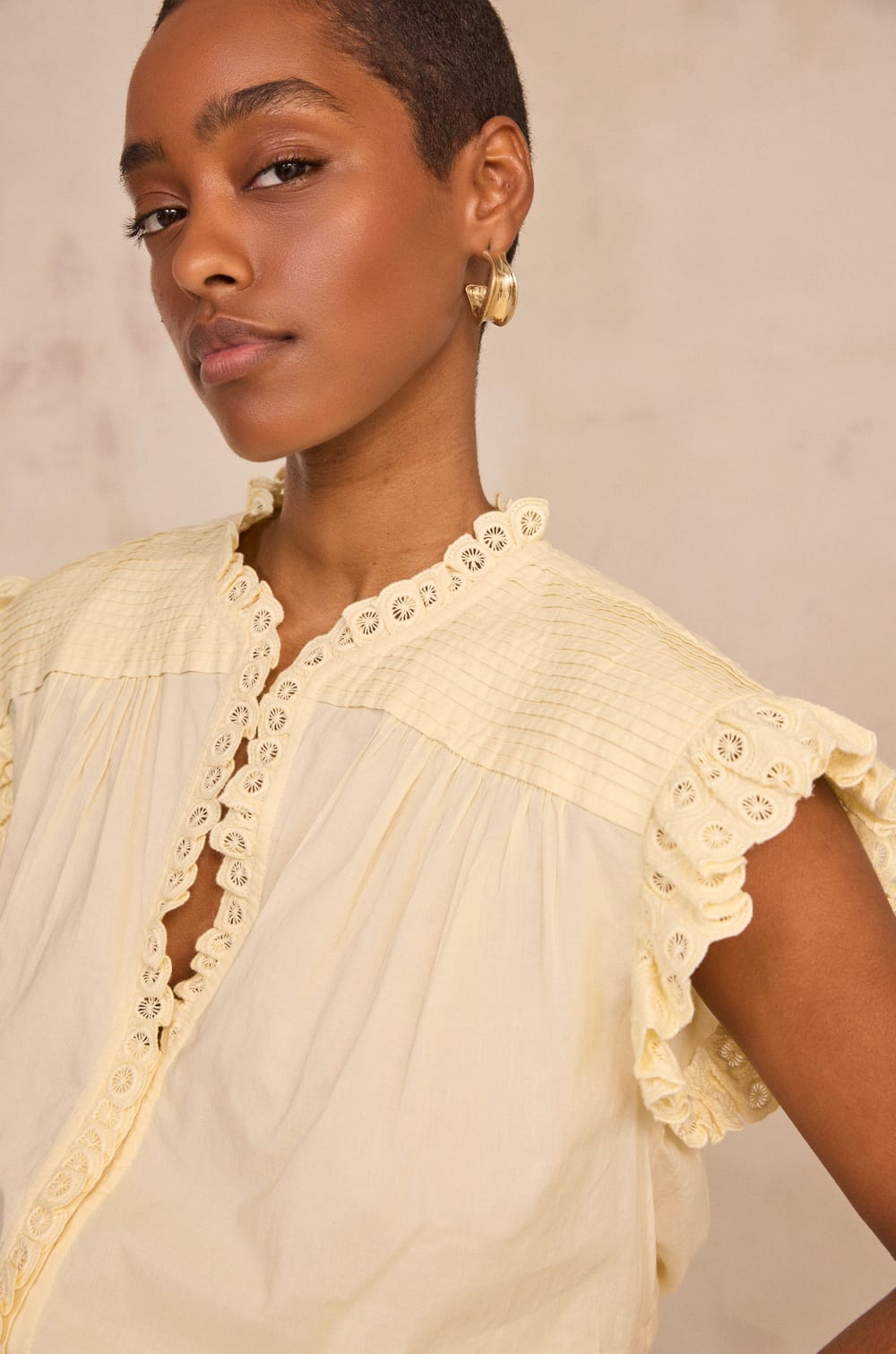 Short-sleeved cotton blouse DEMETRIO;${refinementColor}