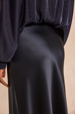 ODILE satin midi skirt;${refinementColor}