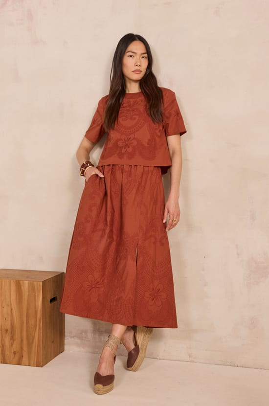 Embroidered short-sleeve blouse DOLORES;${refinementColor}