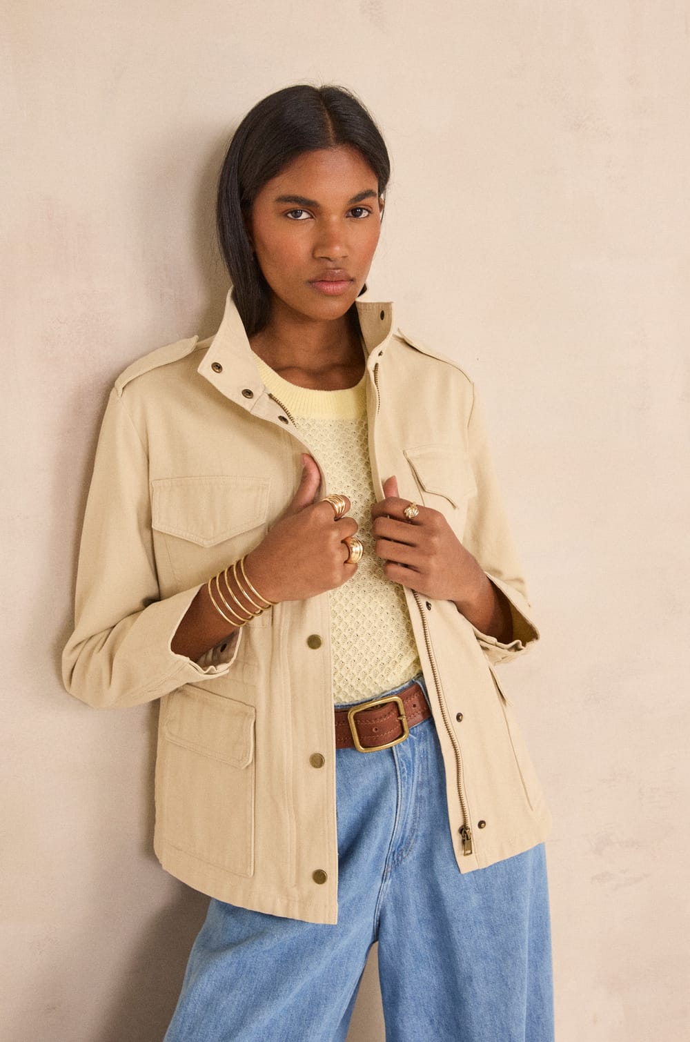 Veste &agrave; manches longues en coton CLAIRE;${refinementColor}