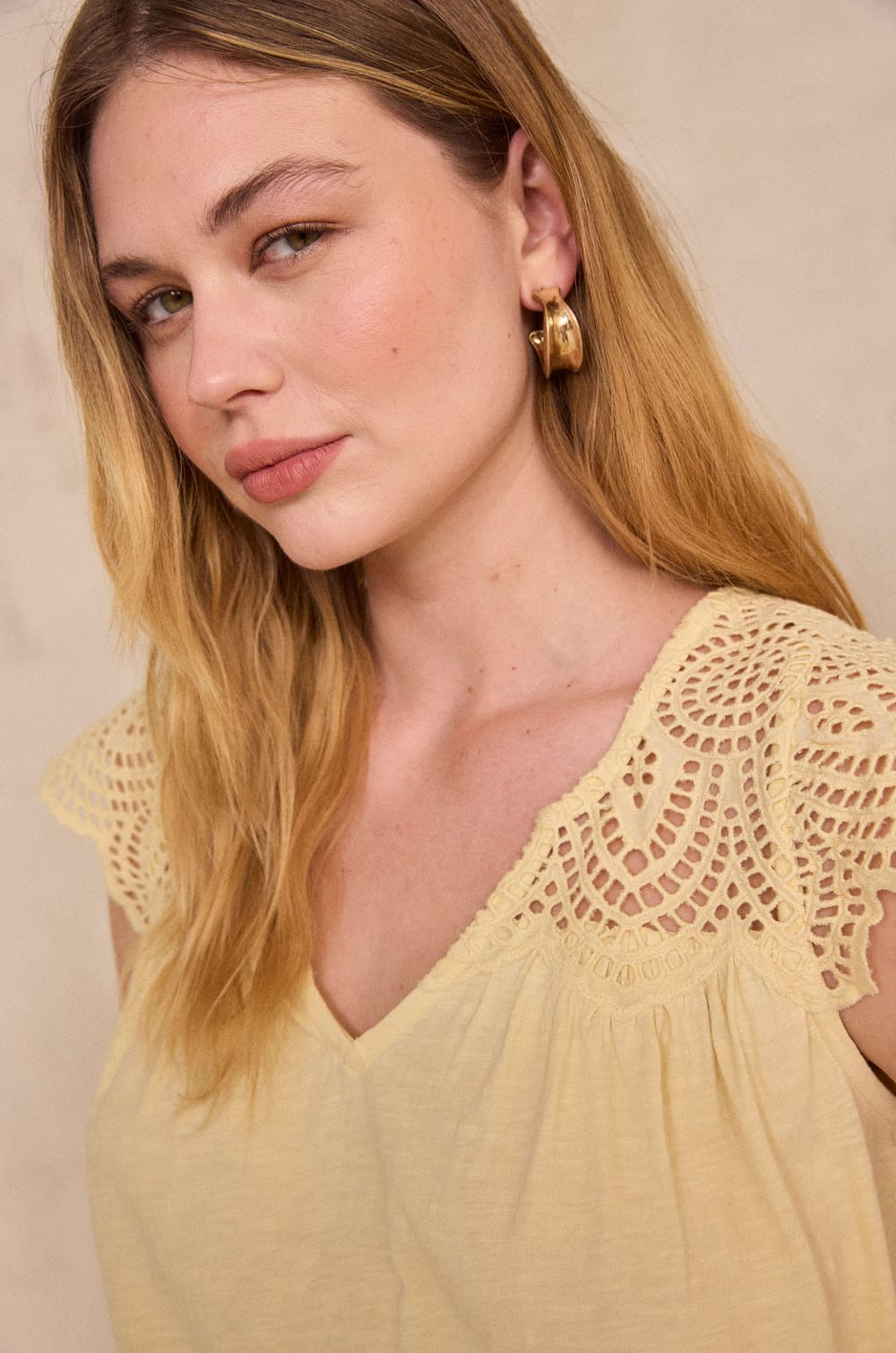 Embroidered short-sleeved cotton top LILOU;${refinementColor}