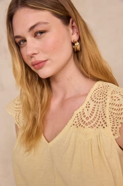 Embroidered short-sleeved cotton top LILOU;${refinementColor}