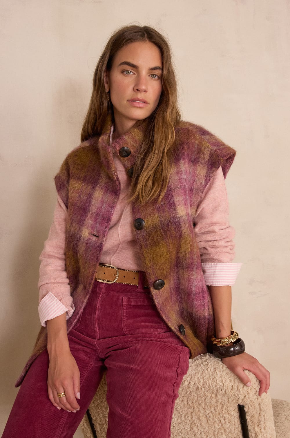 CLINTON heathered jumper in 100% wool;${refinementColor}
