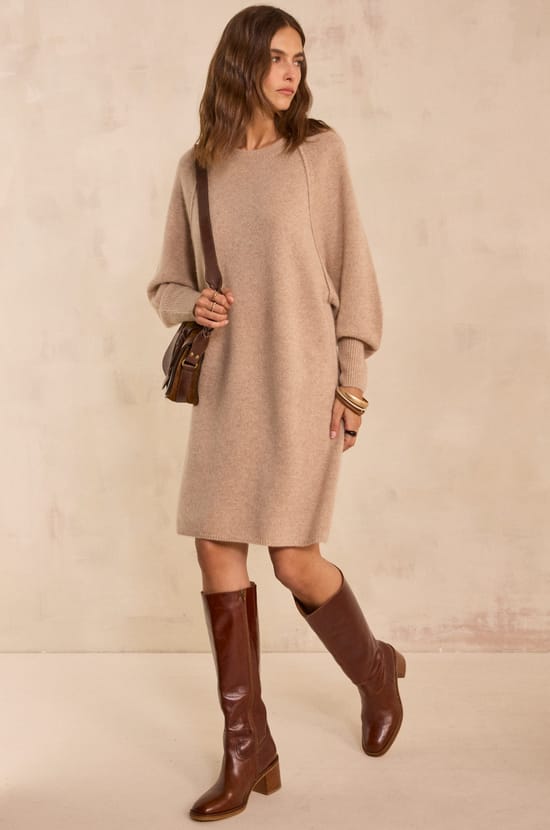 Princess cashmere sweater dress;${refinementColor}