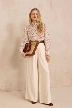 Blouse imprim&eacute;e &agrave; manches longues en coton SALIA;${refinementColor}