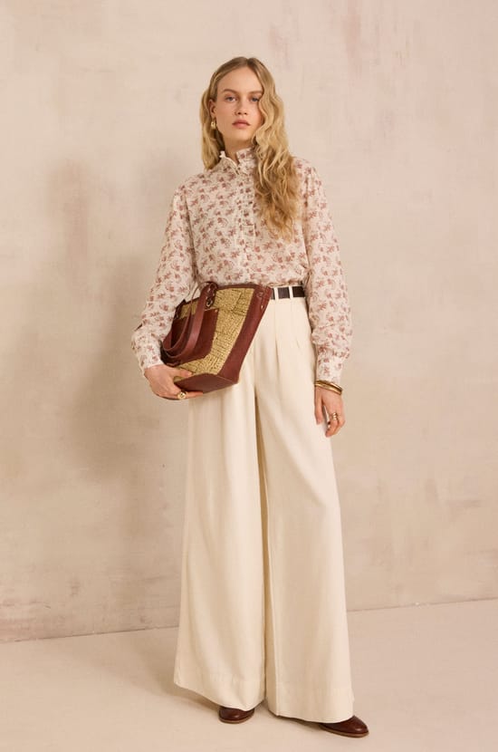 Blouse imprim&eacute;e &agrave; manches longues en coton SALIA;${refinementColor}