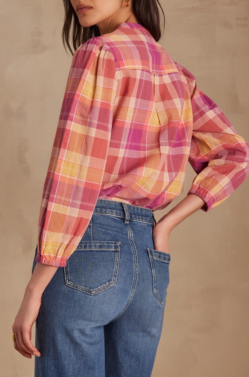 Blouse PRUDENCE &agrave; carreaux;${refinementColor}