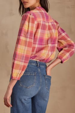 Blouse PRUDENCE &agrave; carreaux;${refinementColor}