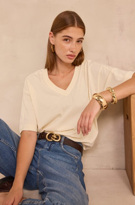 TED cotton 3/4 sleeve T-shirt;${refinementColor}