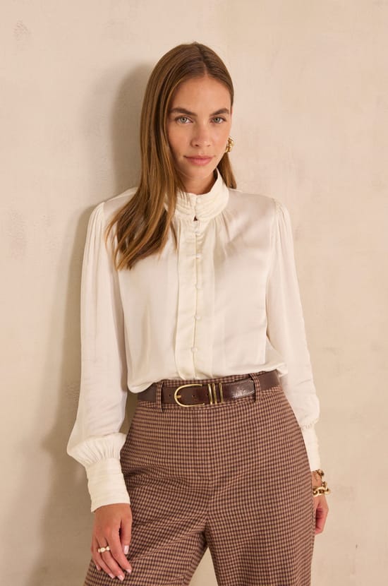 Cream long-sleeved viscose blouse MAY;${refinementColor}