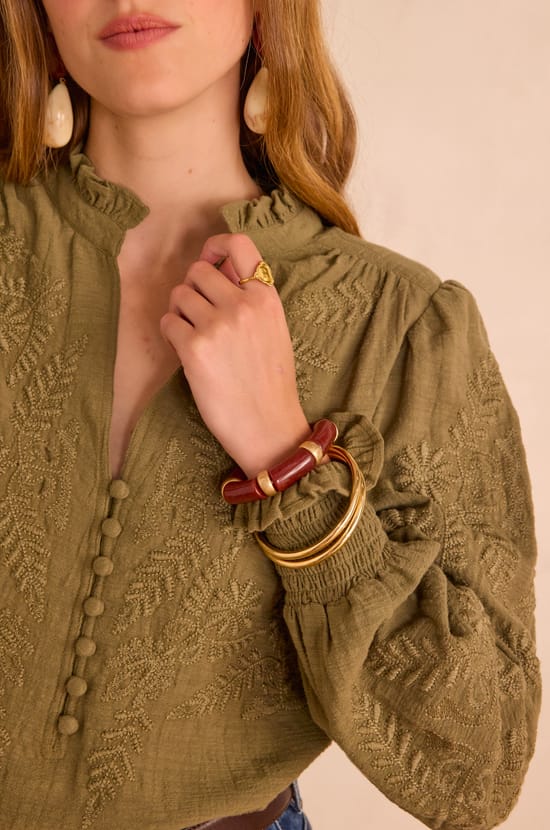 MALIA embroidered blouse in 100% cotton;${refinementColor}