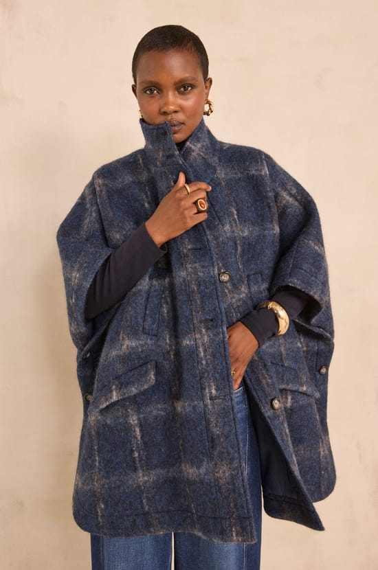 Marine cape in mixed alpaca CASSY;${refinementColor}