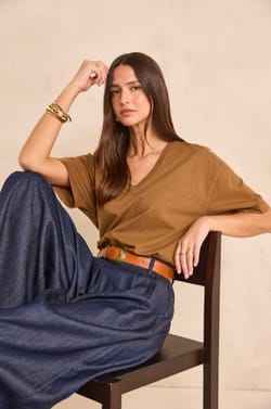 3/4 sleeve cotton TED t-shirt;${refinementColor}
