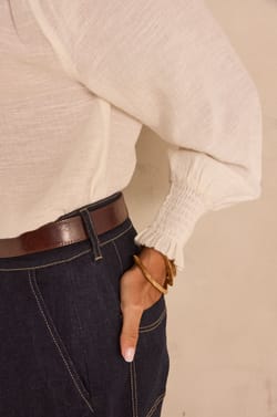 Mint cotton long sleeve blouse;${refinementColor}