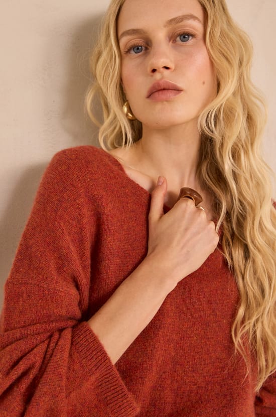 ALIZEE long sleeve cashmere sweater;${refinementColor}