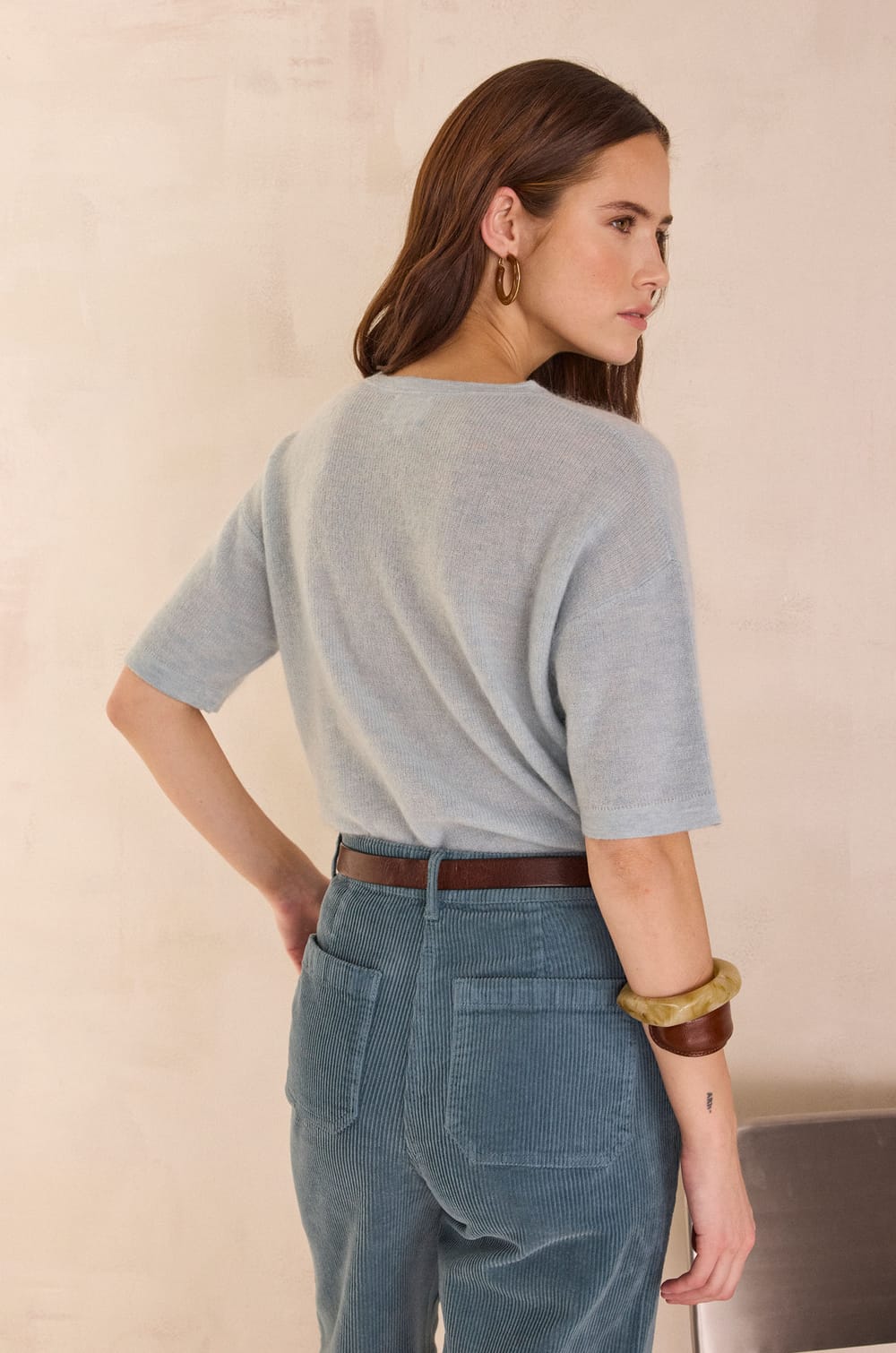 Short-sleeved jumper in mohair and wool PAOLO BIS;${refinementColor}