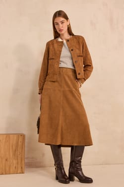 BETTY long-sleeved suede jacket;${refinementColor}
