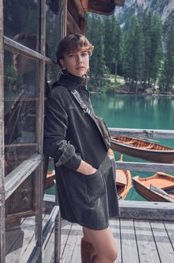 RITA straight shirt dress in velvet;${refinementColor}
