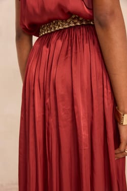 JULIANA satin midi skirt;${refinementColor}