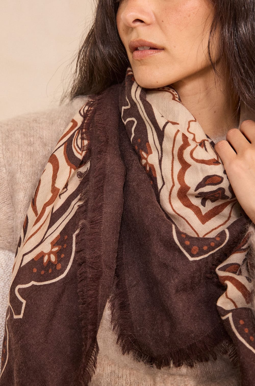 Printed wool scarf REMY;${refinementColor}