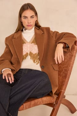 CALYPSO long sleeve wool coat;${refinementColor}