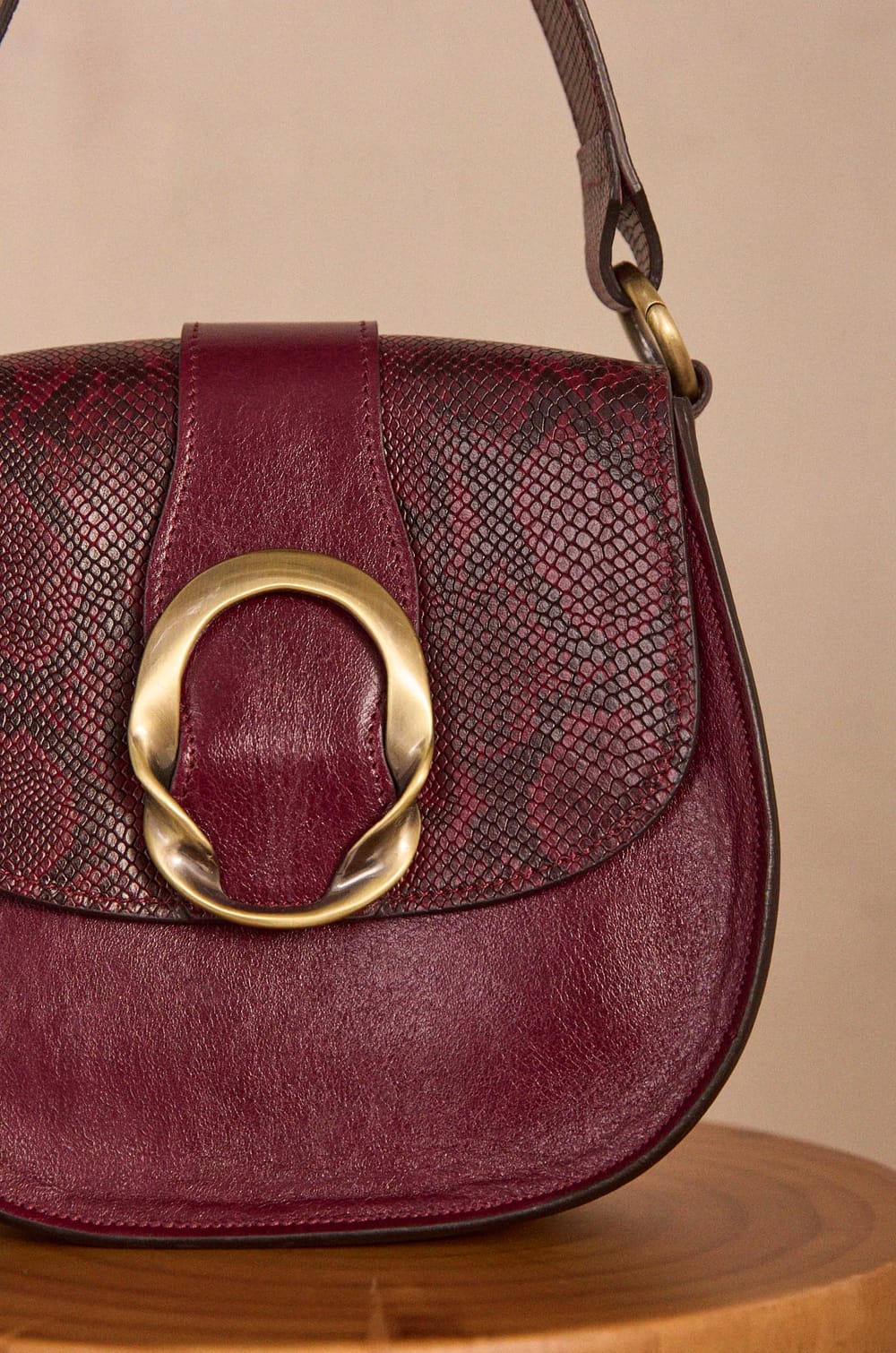 Bordeaux leather cowhide bag VALENTIN;${refinementColor}