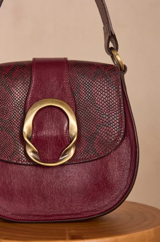 Bordeaux leather cowhide bag VALENTIN;${refinementColor}