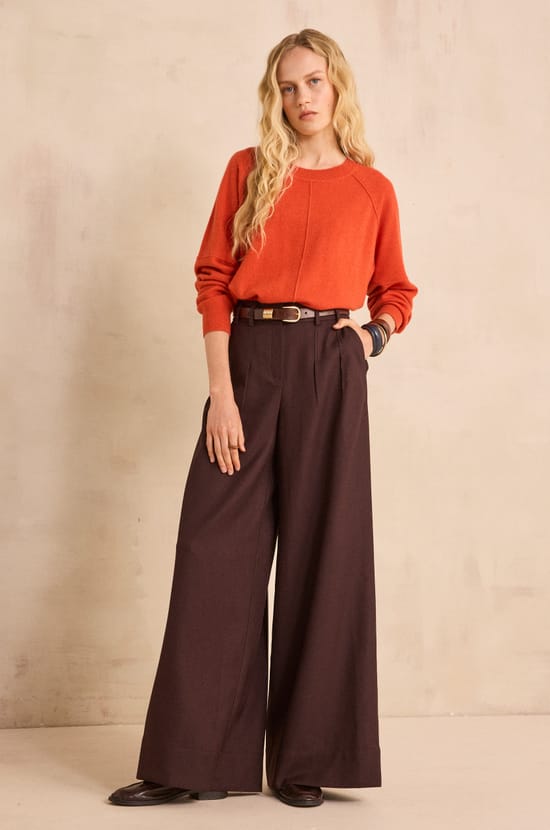 Daisy pleated wide-leg trousers;${refinementColor}