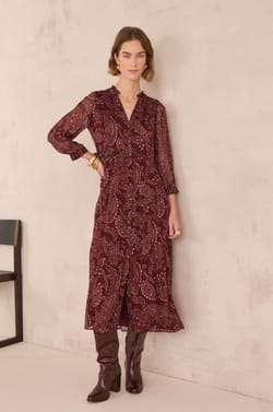 Robe longue &agrave; motif arabesque CAROLA;${refinementColor}