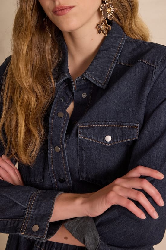 Chemise effet denim SOLANGE en 100% coton;${refinementColor}