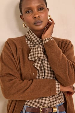 Brown long-sleeved cashmere sweater BILLY;${refinementColor}