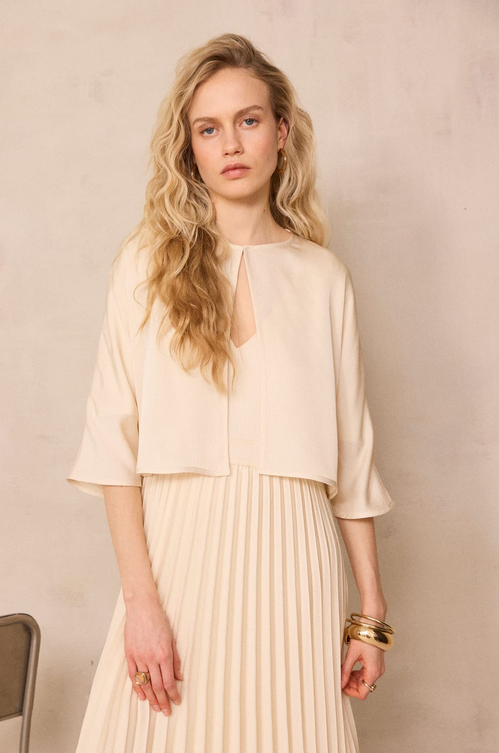 Open blouse with 3/4 sleeves DINO;${refinementColor}